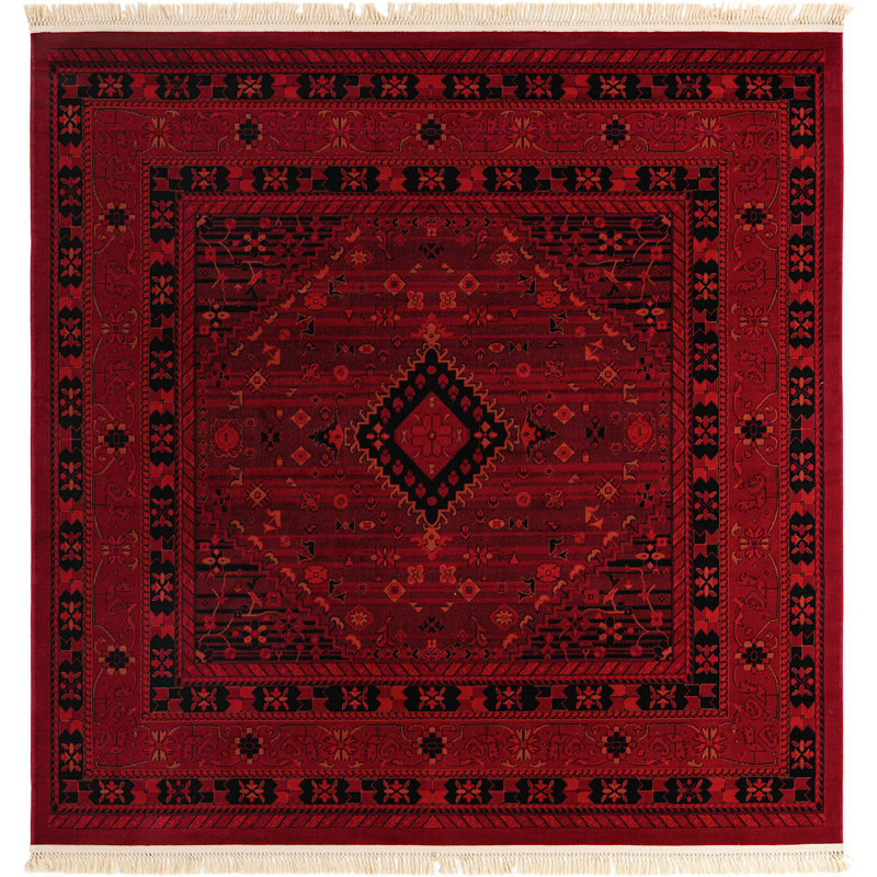 Tapis oriental en mélange rouge, Carré 7 pi 11 po