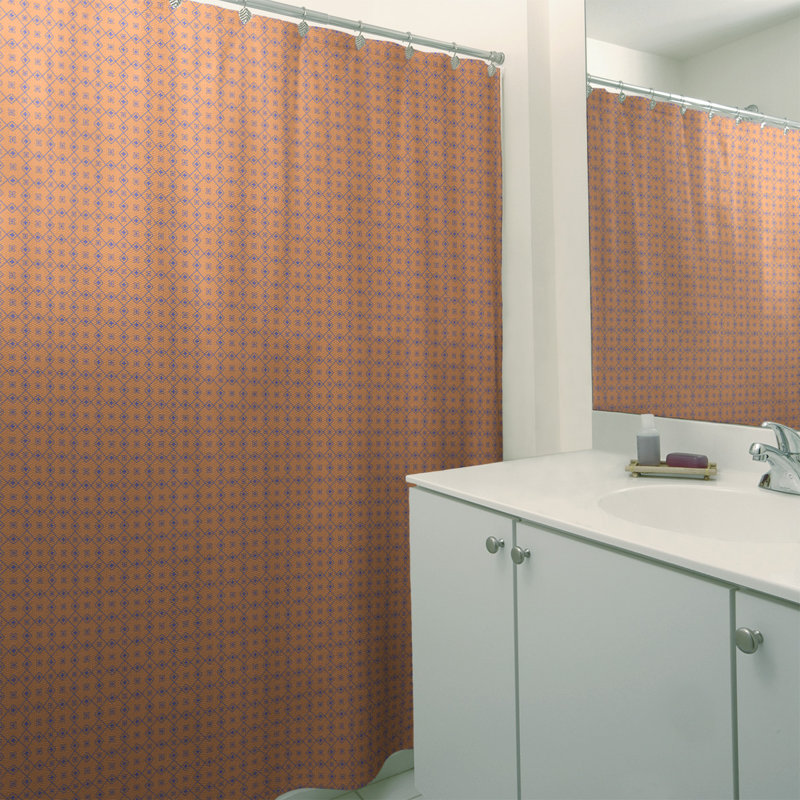 Rideau de douche simple Katelyn Elizabeth, Orange / Bleu
