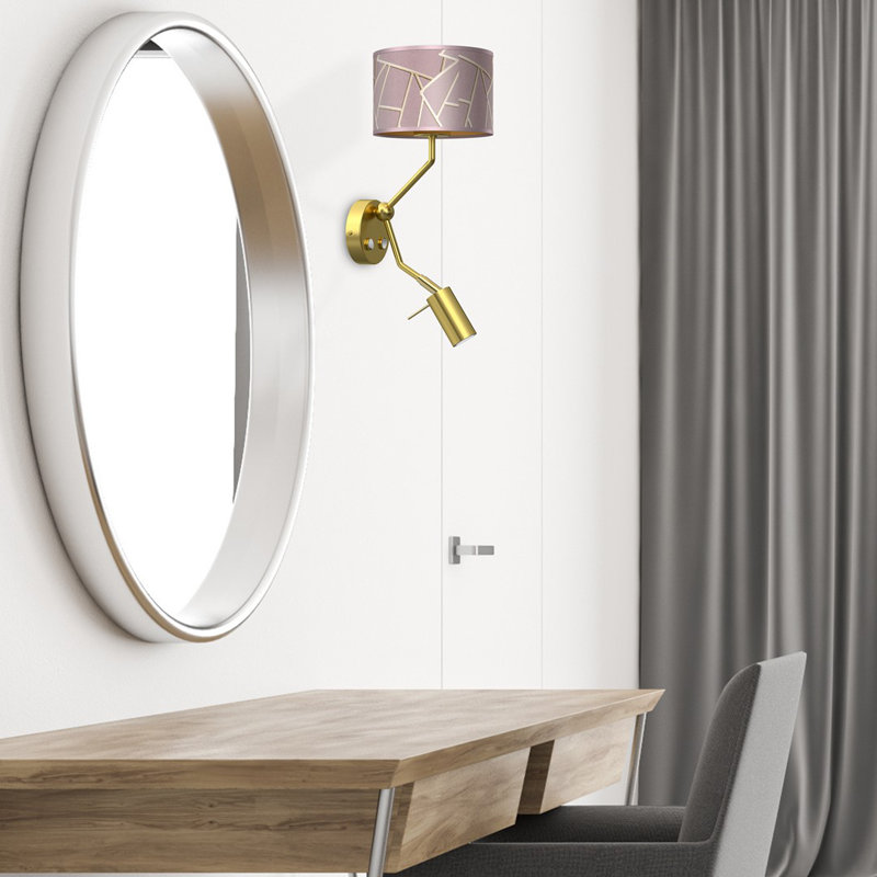 Ziggy Swing Arm Sconce, Gold, Pink/Gold