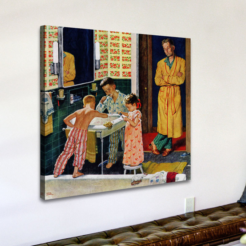Reproduction d’art sur toile tendue, "brossant leurs dents" par amos sewell, H 48 po x l 48 po