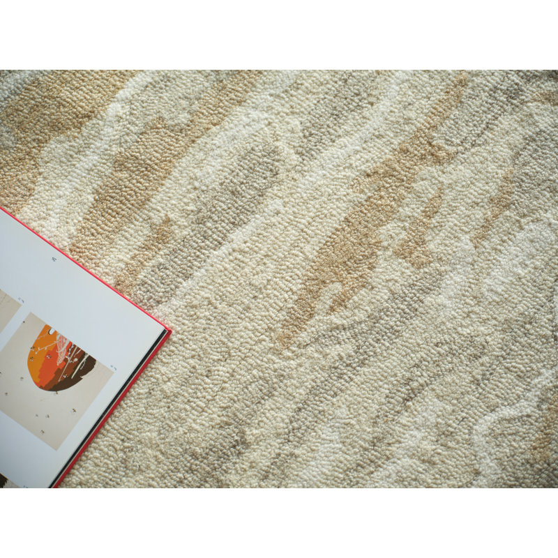 Cortero Hand Tufted Wool Abstract Area Rug, Rectangle 10' x 14', Gold/Ivory