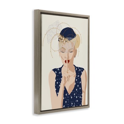 Chic Fashionista Portrait Framed Floater Canvas by Jen Bucheli