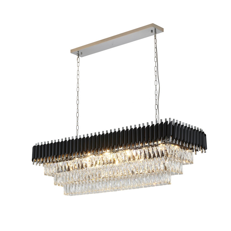 Lustre en cristal 14 lumières Mellissa , Noir / chrome