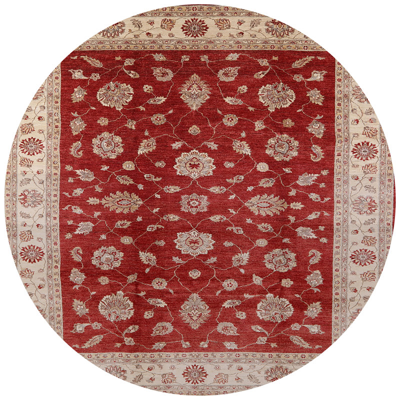 Tapis beige / rouge Swavi, Rond 4 pi