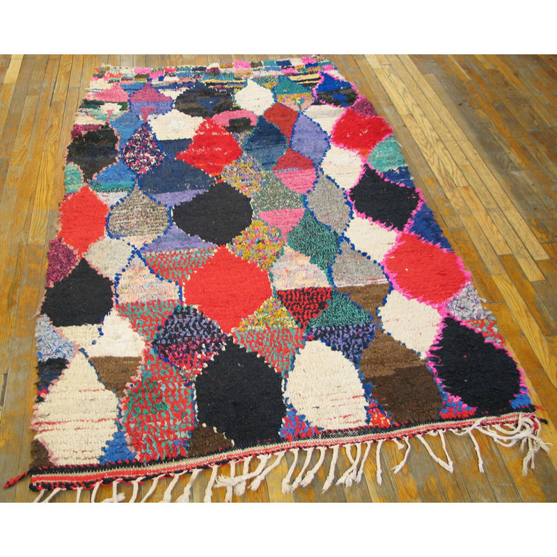 Antique Moroccan - Boucherouitte Small Scatter Size Wool Multicolor Rug