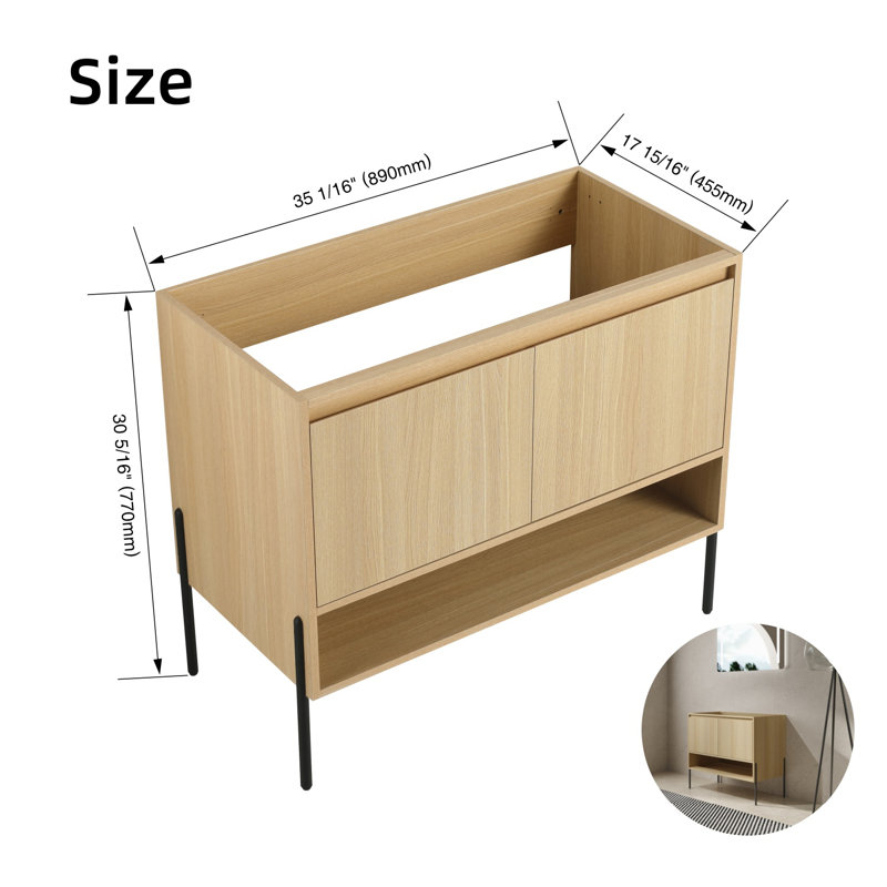 Armoire de salle de bain autoportante à 2 portes à fermeture douce