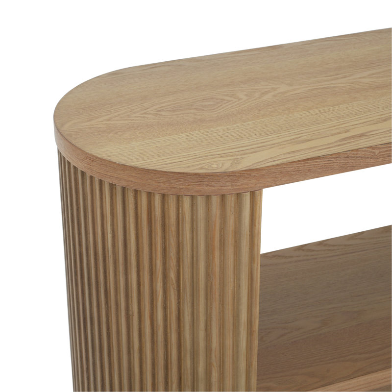 Console Modern Modern - Table de canapé mince avec tablette ouverte et grain de bois élégant, Naturel