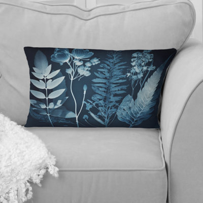 Retro Wildflowers In Shades Of Blue IX - Floral Printed Throw Pillow