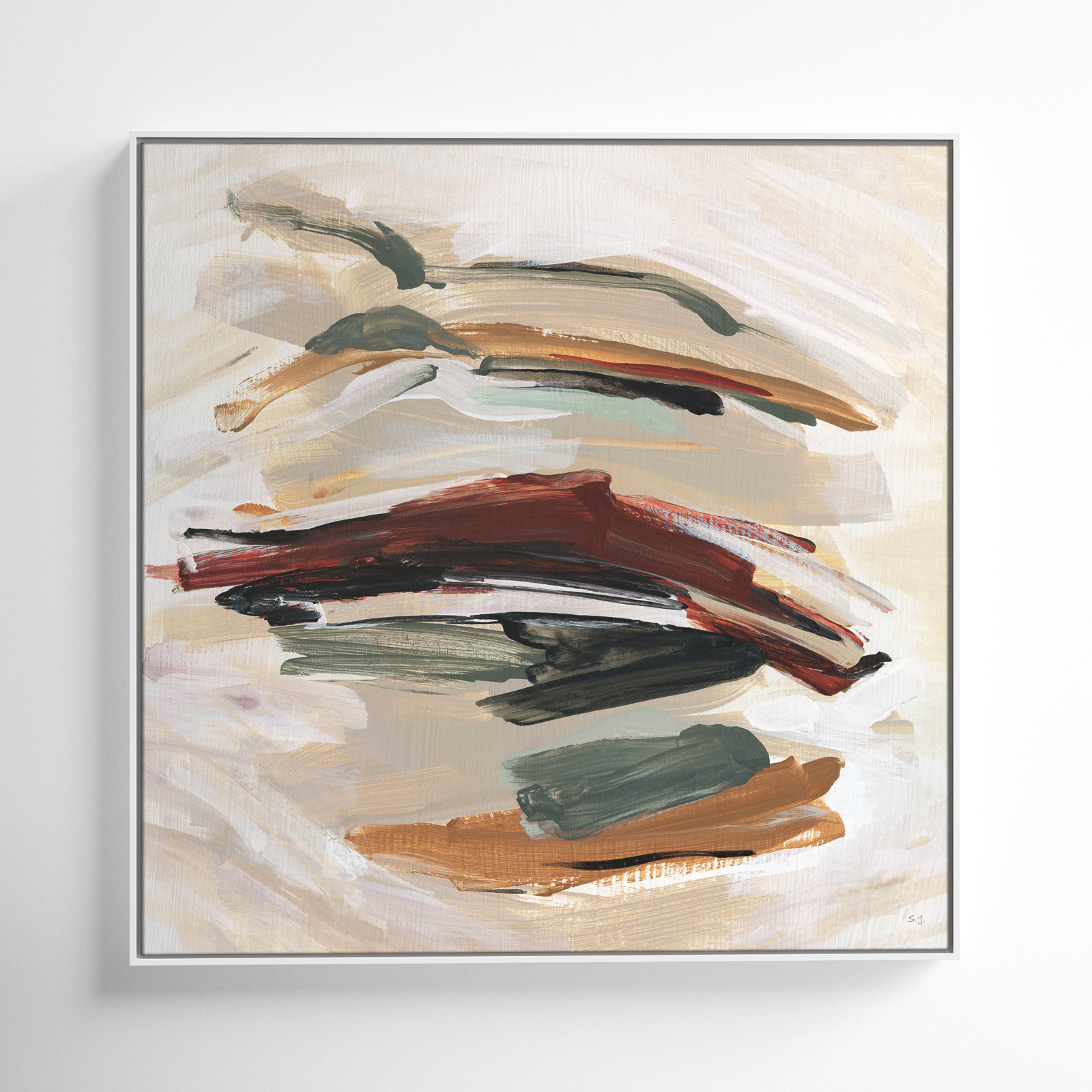 Carmina "Spring Shadows" Painting by Susan Jill, 37.5" H x 37.5" W, White 
