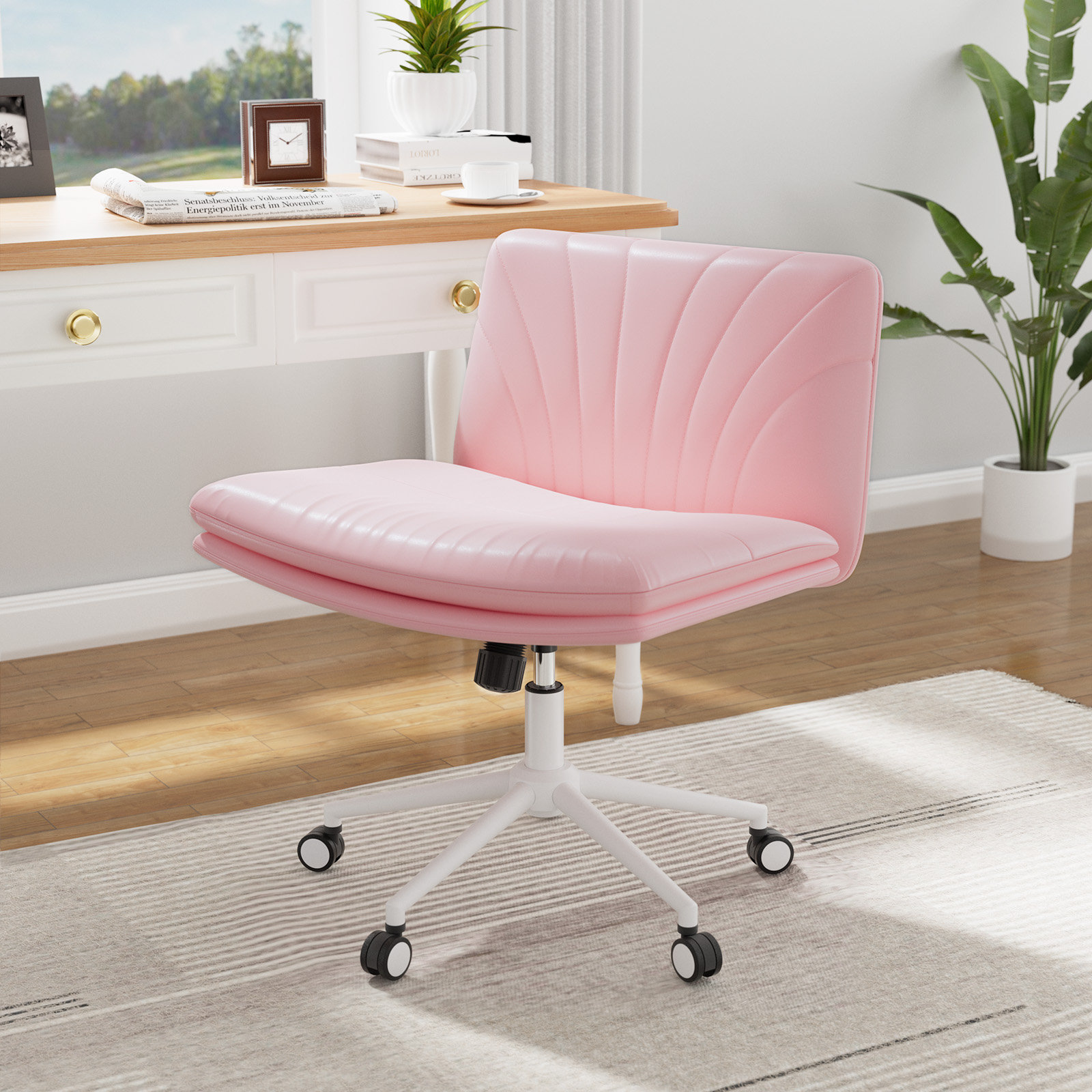 Ebern Designs Nevel Office Chair Desk Chair Criss Cross Legged Computer  Chair Armless Swivel Make Up Chair with Ergonomic Design Reviews Wayfair