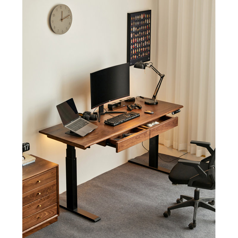 Bureau debout ajustable électrique en acier au carbone massif, H 23,6 po x l 55,1 po x P 23,6 po