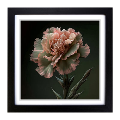 Carnation Flower Realism - Single Picture Frame Print on Wood