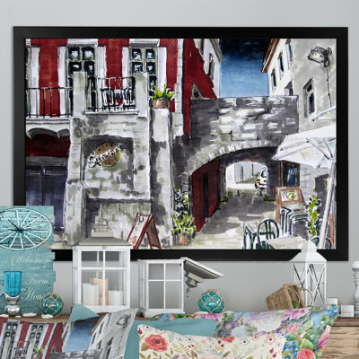 Paysage urbain, rue, café en Espagne, reproduction sur toile flottante