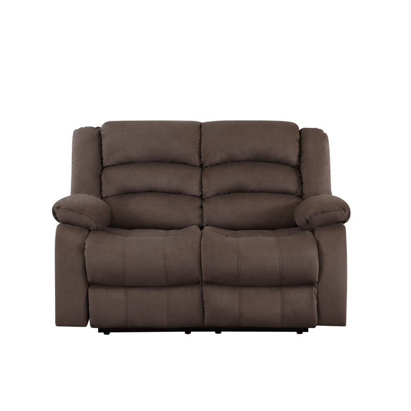 Transitional Microfiber Fabric Upholstered Loveseat, Brown