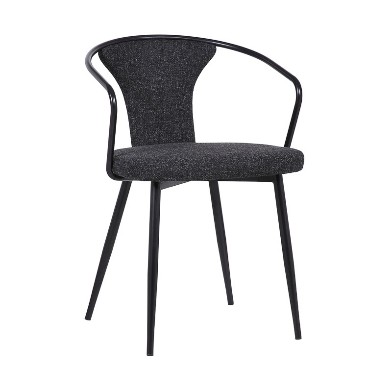 Chaise de salle à manger Francis en finition thermolaquée noire et tissu noir Francis