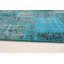 Tapis décoratif turquoise en laine de conception unique 6 pi 11 po X 9 pi 10 po noué à la main
