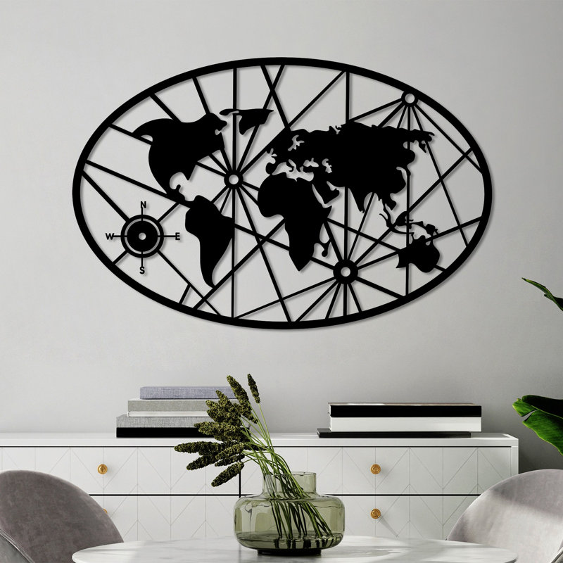Élégant accessoire mural décoratif en métal, finition noire, 15,7 po x 24,4 po | 100% métal, épaisseur: 0,06 pouce | Léger à 1,0 lb, parfait pour la décoration intérieure, facile à accrocher, durable et élégant