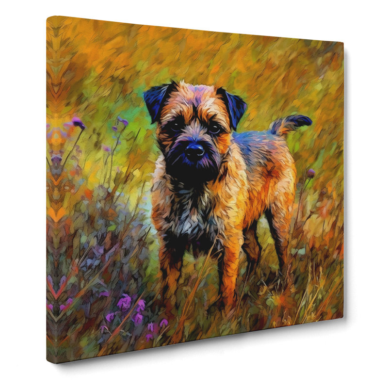 Border Terrier Neo-Impressionism - Wrapped Canvas, 35cm H x 35cm W x 3cm D