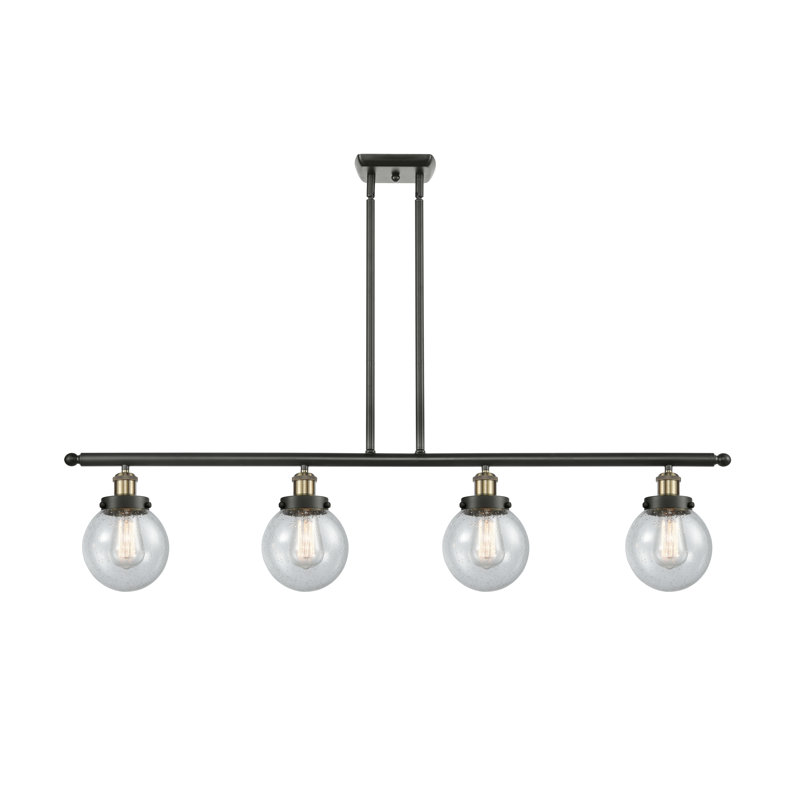 Luminaire suspendu linéaire à 4 lumières pour îlot de cuisine Chippewa, Grainé, Laiton antique noir, Ampoule non incluse