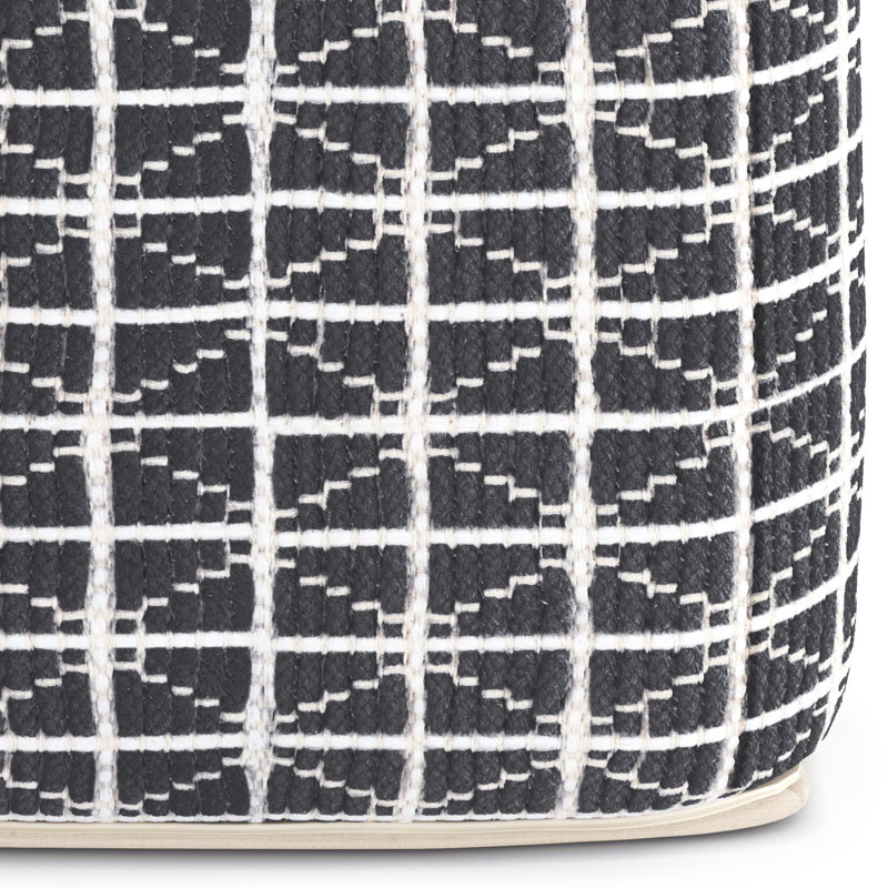 Noreen 18"W Square Hand-Woven Cotton Pouf, Slate Gray/White