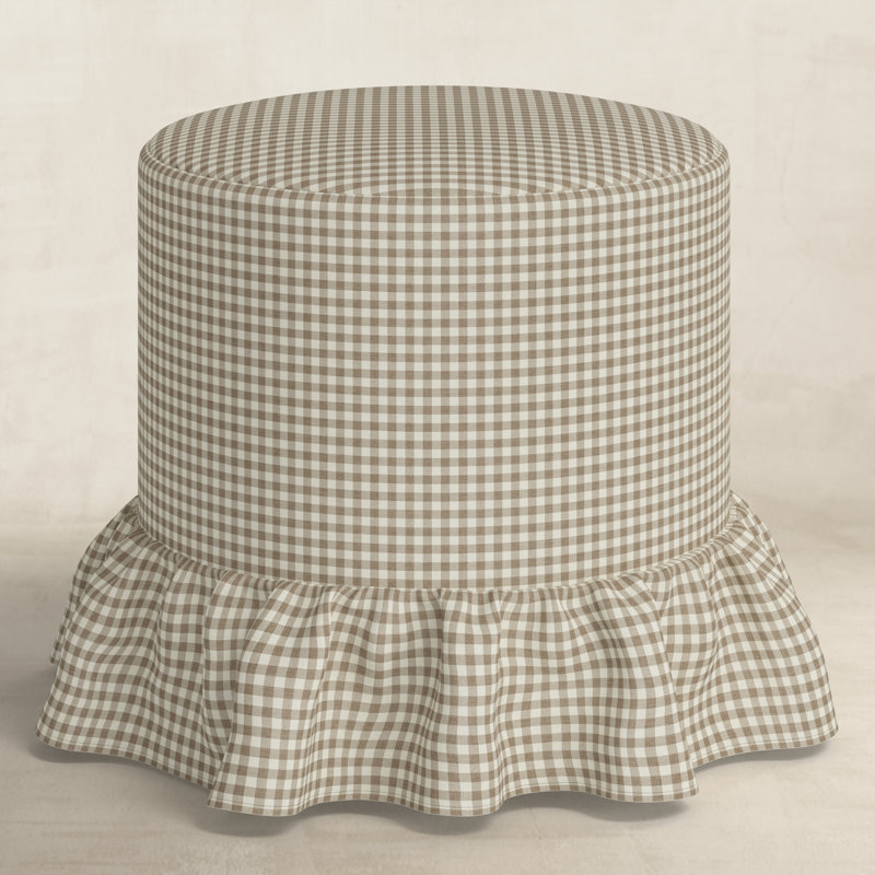 Oval Ottoman, Burlap Checkered