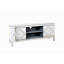 Meuble télé en miroir pour téléviseur de 65 pouces et plus, console de télévision argentée avec rangement ouvert et 2 armoires de rangement, portes de miroir étincelantes en forme de diamant pour le salon