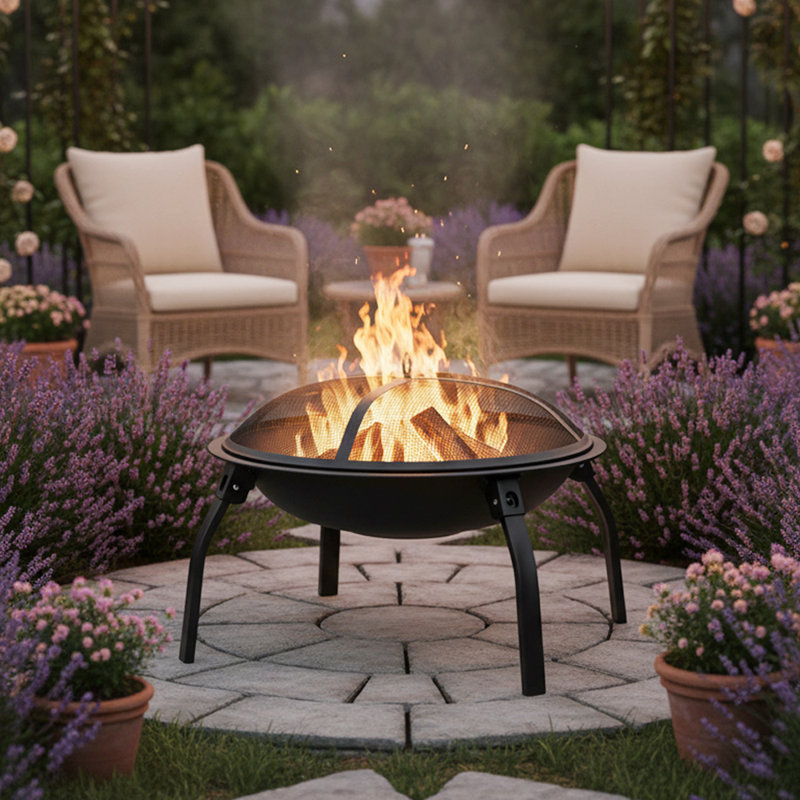 Round Iron Charcoal Fire Pit