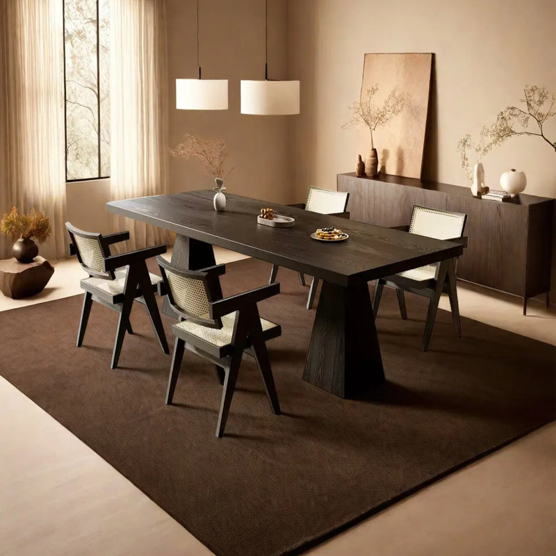 Simple rectangular large dining table, 29.53"H x 55.12"L x 27.56"W