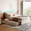 Lit plateforme tapissier avec lit gigogne-1092729757-1092729758