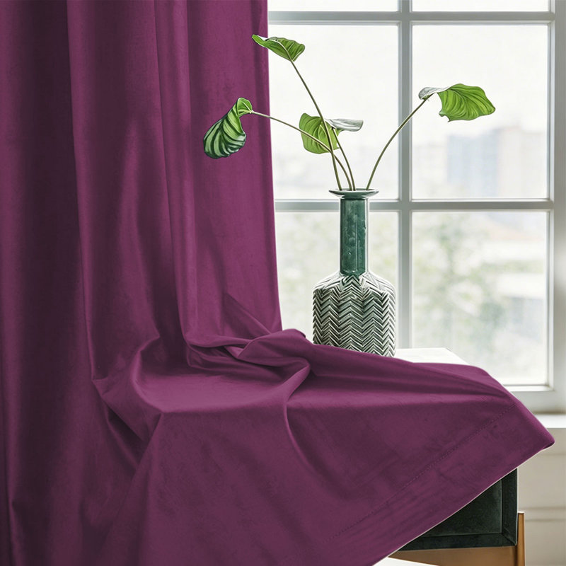  Rideaux occultant en velours à plis pincés 2 options multicolores et multicolores, Purple 18#, 52"Wx63"L