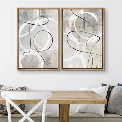 Ensemble de 2 peintures encadrées sur toile