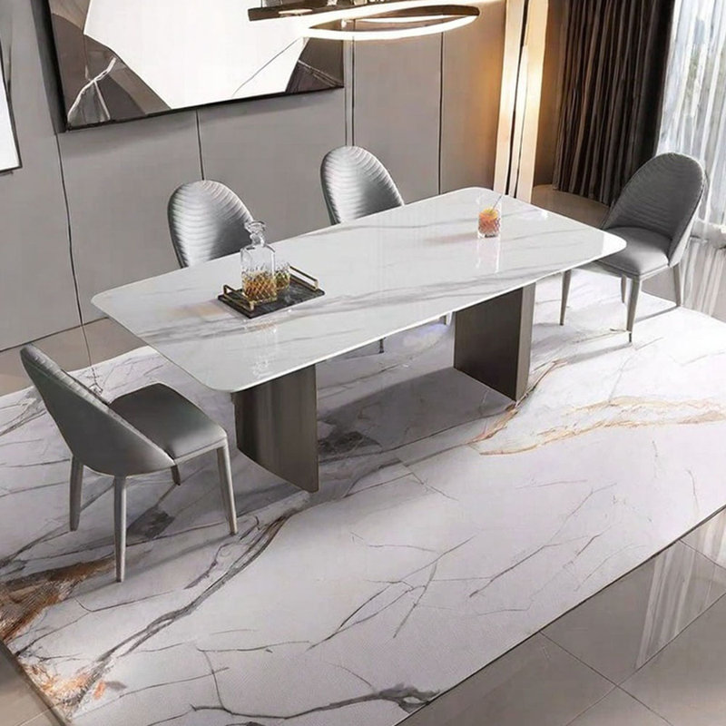 Table de salle à manger rectangulaire Luxury, H 29,5 po x L 70,9 po x l 35,4 po, Gris, Gris