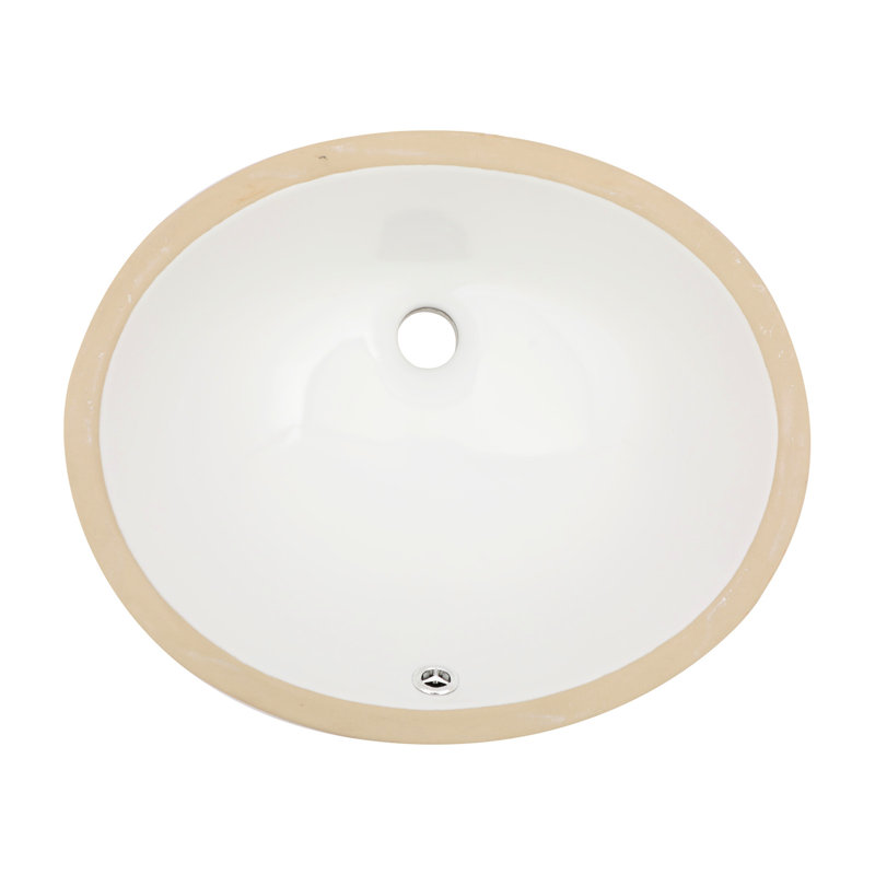 Lavabo de salle de bain ovale encastré en céramique 18 "avec trop-plein 18" x 15 "- teinture et dégradation moderne, durable pour les salles de bain