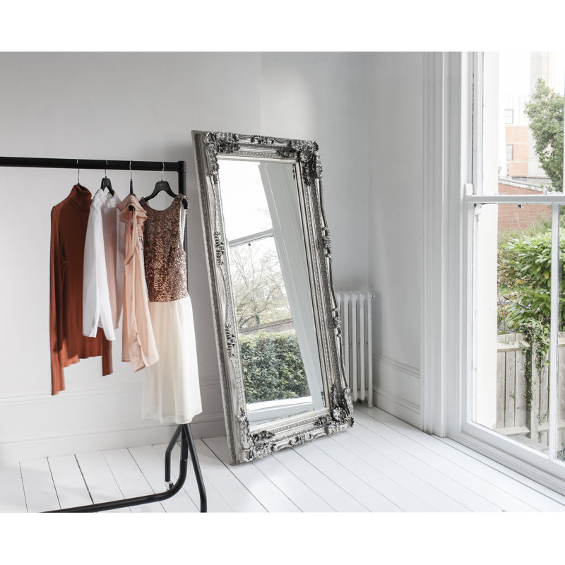 Lapeer Wood Flat Mirror, Silver, 177cm H x 91cm W x 12cm D