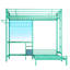 Lit mezzanine simple au-dessus de métal avec bureau, tiroirs et garde-corps, espace pour les chambres d'amis