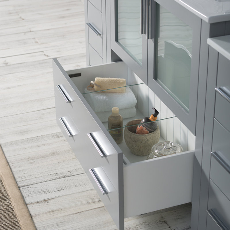 60" Single Bathroom Vanity with Sink, Metal Gray