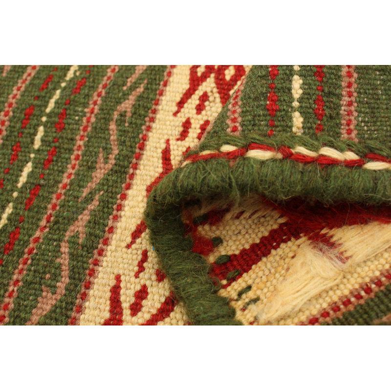 Tapis décoratif de laine de noué à la main new age kashkoli brun/ivoire/rouge de conception unique 3 pi 2 po x 4 pi 8 po