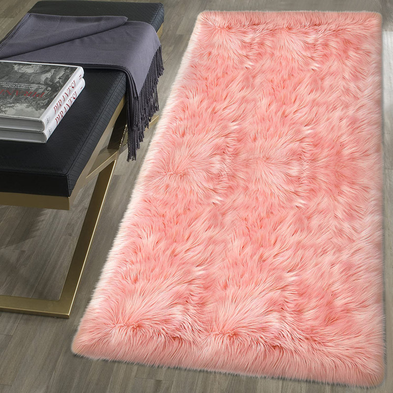 Tapis rose fait main, Tapis de couloir 2 pi x 5 pi