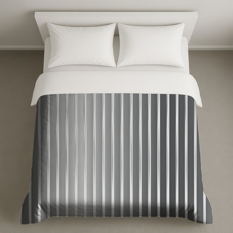 Housse de couette moderne à rayures noires, Lit simple