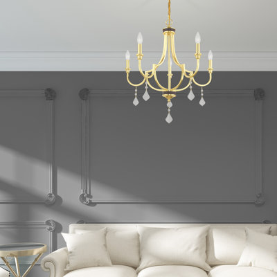 5-Light Empire Candle Chandelier with Dedric Crystal Details