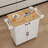 Kitchen Island Rolling Trolley Cart With Adjustable Shelves & Towel Rack & Seasoning Rack Rubber Wood Table Top-White