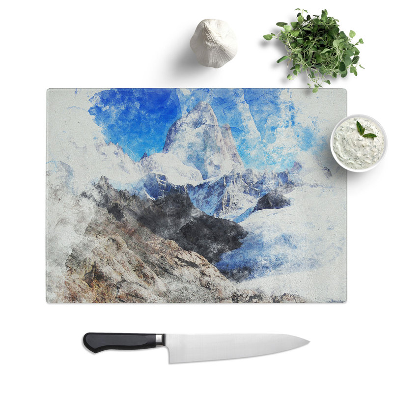 Glacier in Argentina Watercolour Chopping Board, 0.4cm H x 20cm W x 28.5cm L