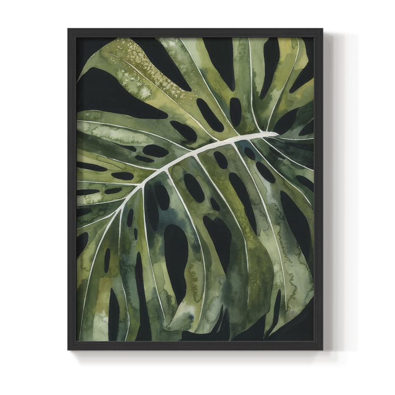 Reproduction encadrée Nocturnal Monstera II - bois massif, H 21 po x l 17 po, Black