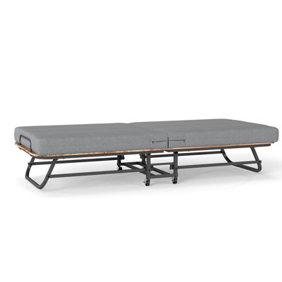 Portable Folding Bed With Memory Foam Mattress - Reinforced Metal Frame, 4 Lockable Universal Wheels, 450Lbs Weight Capacity, Space-Saving Foldable Bed For Guest Room/Dorm/Camping