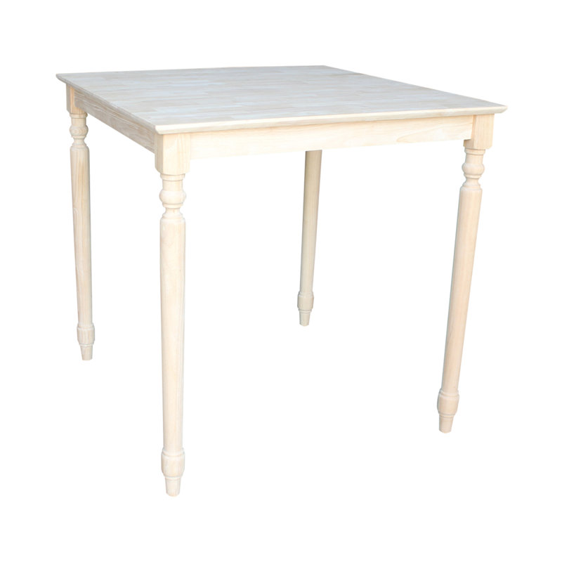 Turned Unfinished Solid Wood Dining Table, 36" H x 36"L x 36" W