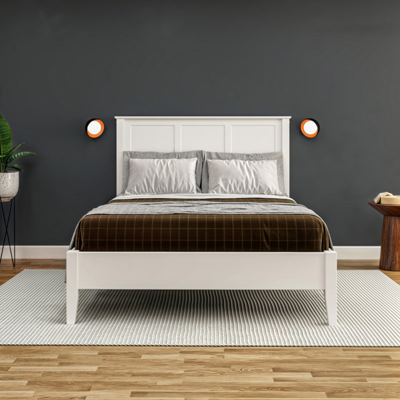 Lit plateforme en bois massif Faringdon, Grand, Blanc