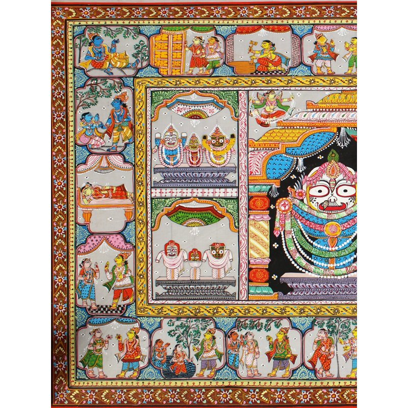 Divinités indiennes Jagannatha Balabhadra et Subhadra | Peinture de Patta | Odisha Art