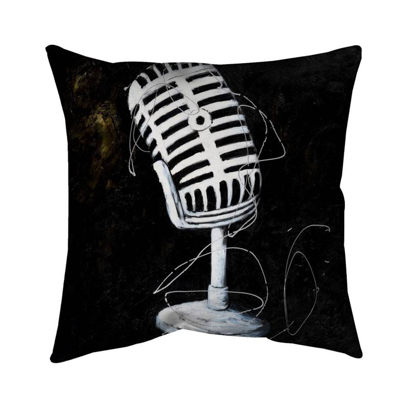 Microphone Black Instrument – Throw Pillow Cover Only, Double-Sided Print, Insert Not Included