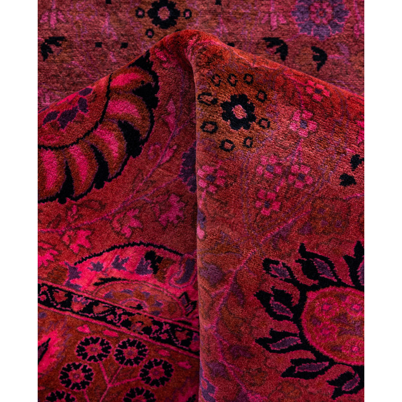 Overdyed Hand-Knotted Wool Modern-Contemporary Pink Runner 3' 1" x 12' 7"