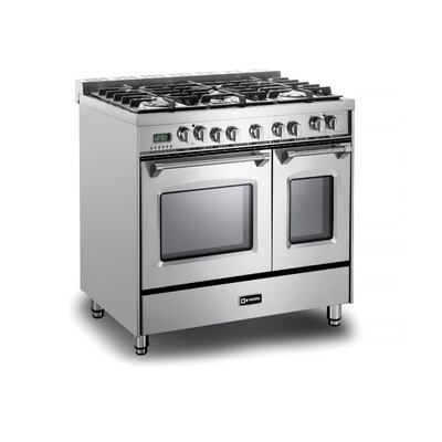 Verona Prestige Double 36"" 4.9 cu. ft. Freestanding Dual Fuel Range -  VPFSGE365DSS